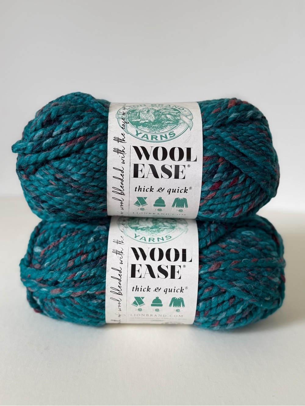 Lion Brand Wool-Ease Thick & Quick Yarn Deep Lagoon Teal 2 Skeins Bulky 87 yards